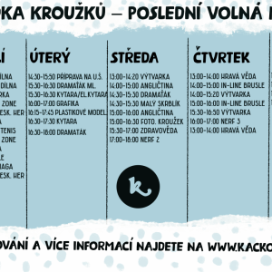 Poslední volná místa na kroužcích 